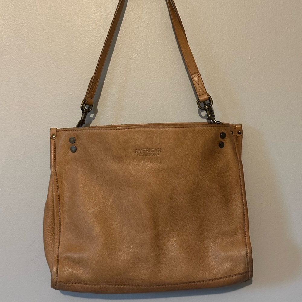 American Leather Co. shoulder bag - Lenox Triple Entry Satchel Cafe Latte
